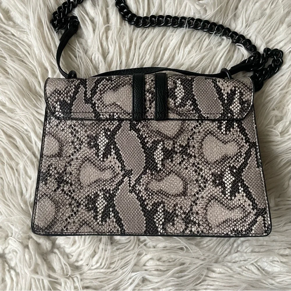 Foley + Corinna Grey Black Faux Snakeskin Leather Chain Link Cross Body Bag NWOT
